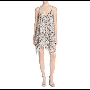 Likely Asymmetrical white and black slip dress